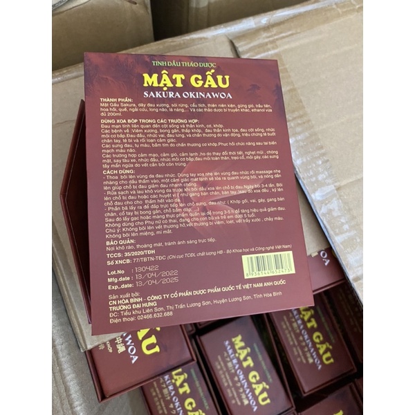 tinh dầu thảo dược MẬT GẤU SAKURA OKINAWOA - Tinh dầu xoa bóp giúp giảm đau xương khớp ,đau cơ ,đau vai gáy