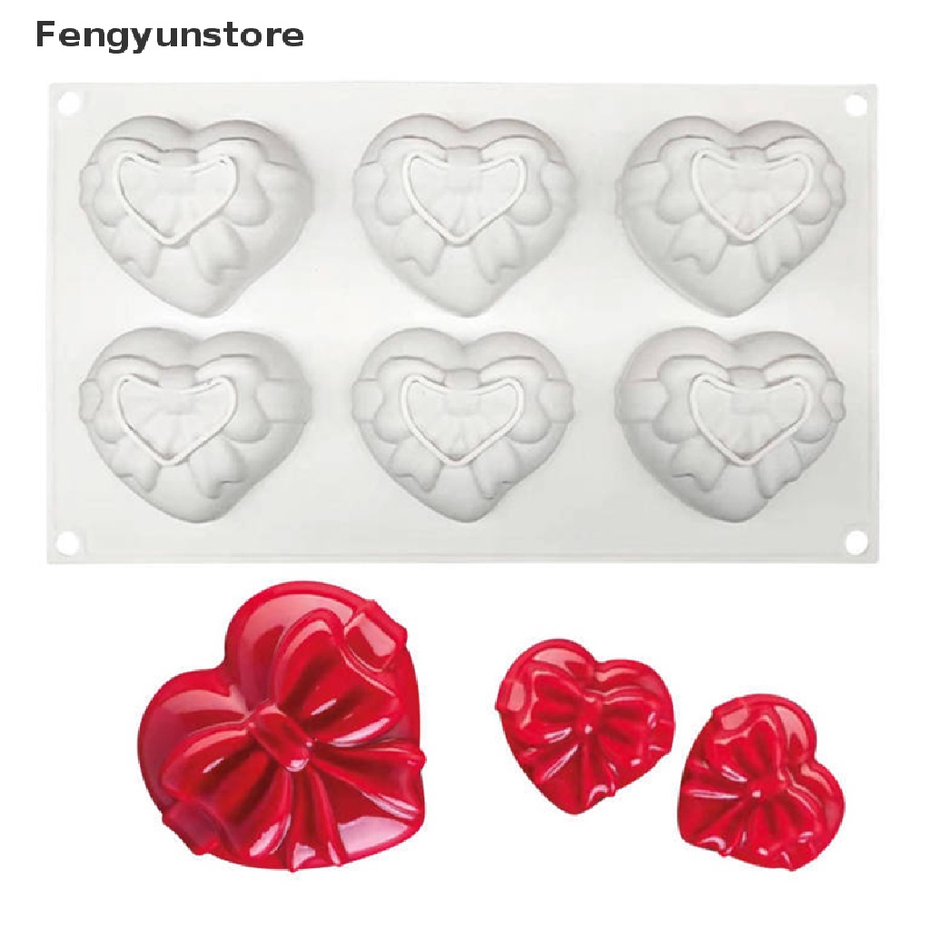 Khuôn Silicon Làm Bánh Mousse / Sô Cô La / Kẹo Mút Hình Nơ / Trái Tim 3D