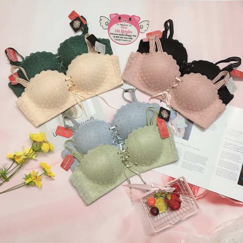 Áo lót ren nữ dây rút tạo khe ngực, mút bàn tay 2cm không gọng nâng ngực, hoạ tiết ren tinh tế quyến rũ cho nàng