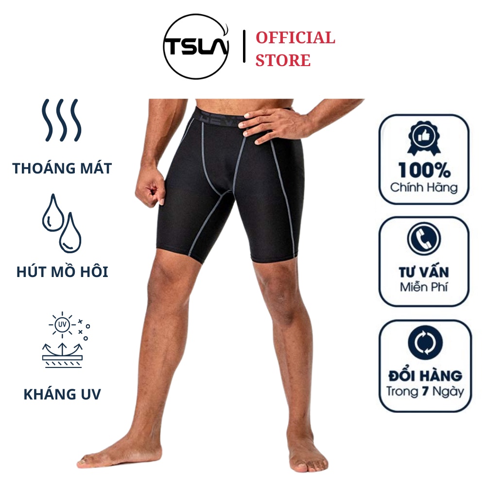 Quần short legging nam DEVOPS có túi form ôm lưng thun dạng đùi thể thao tập gym ...