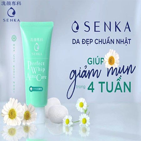 Sữa Rửa Mặt Cho Da Mụn Senka Perfect Whip Acne Care 100g