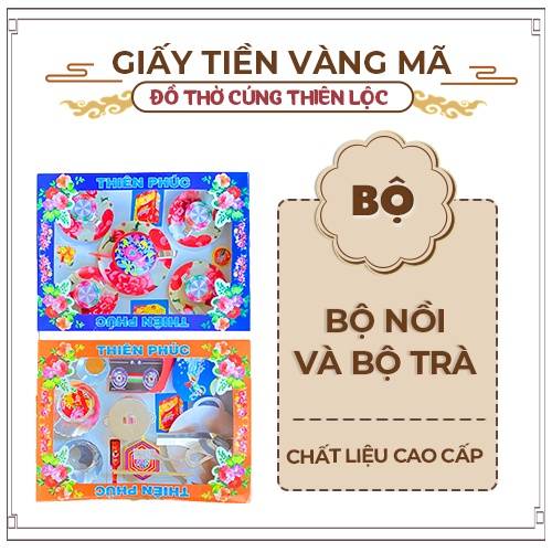 Bộ Trà Giấy Nồi Giấy Cao Cấp Cúng Gồm Bình Trà Ly Trà Đồ Thờ Cúng Thiên Lộc