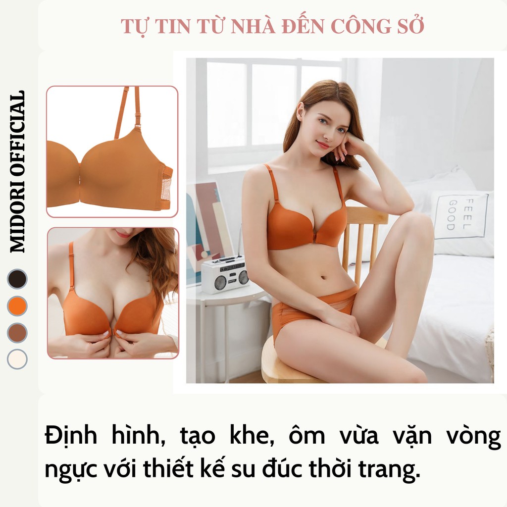 Áo lót nữ cài trước không gọng nâng ngực MIDORI Áo ngực nữ cài trước mềm mại thoáng mát tạo khe tôn vòng 1 gợi cảm ACT01 | BigBuy360 - bigbuy360.vn