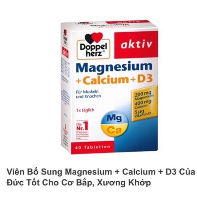 Viên bổ sung Magnesium + Calcium + D3 hỗ trợ xương khớp (hàng chính hãng Đức Doppelherz Aktiv Magnesium Calcium D3 )