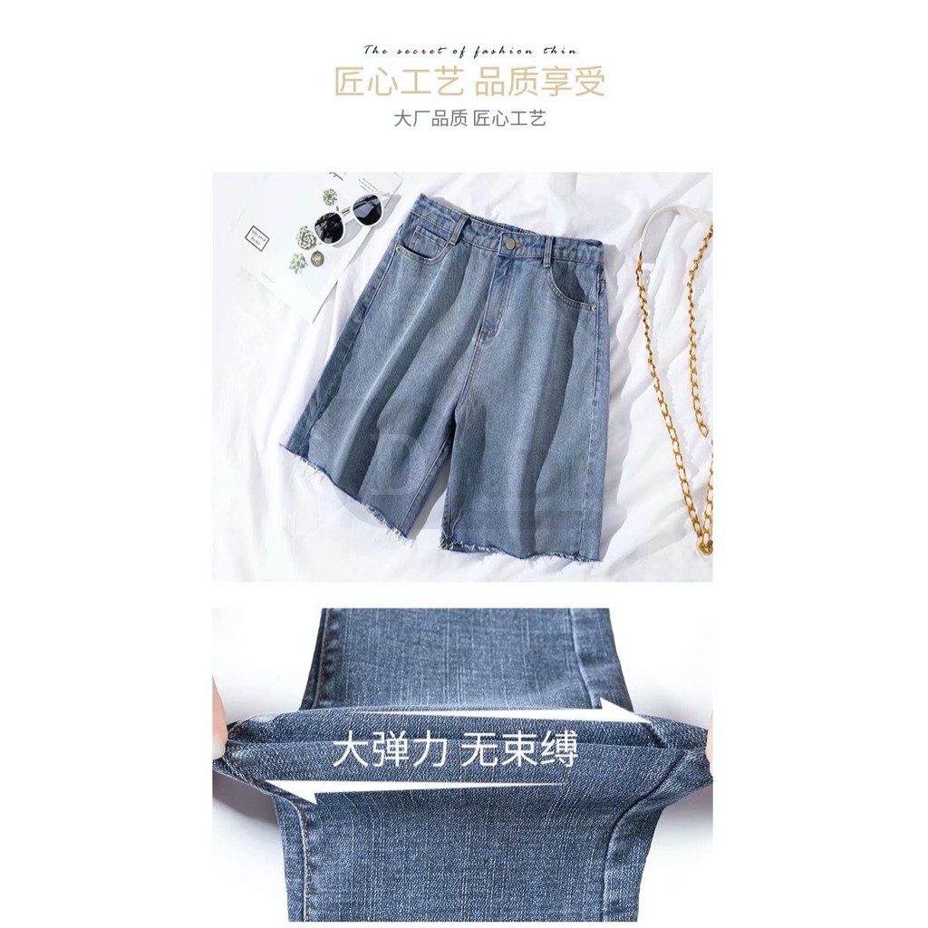 Quần Short Denim Lưng Cao Dáng Ôm Mỏng Thời Trang Hàn Quốc Cá Tính Cho Nữ