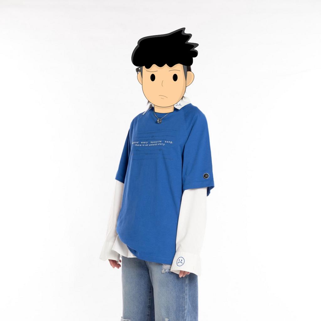 Áo thun SADBOIZ Muzik 'untold story' Black Cobalt Blue