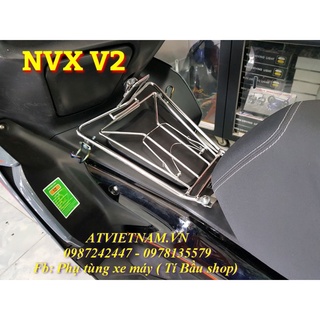 Baga nắp xăng inox cho NVX 2021 kèm 2 móc treo đồ