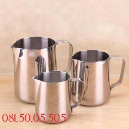 Ca đánh sữa inox có vạch chia 350ml - 550ml - 1 Lít, Lọ rắc bột inox, Bút vẽ latte, Tạo bọt cà phê, Khuôn T332H