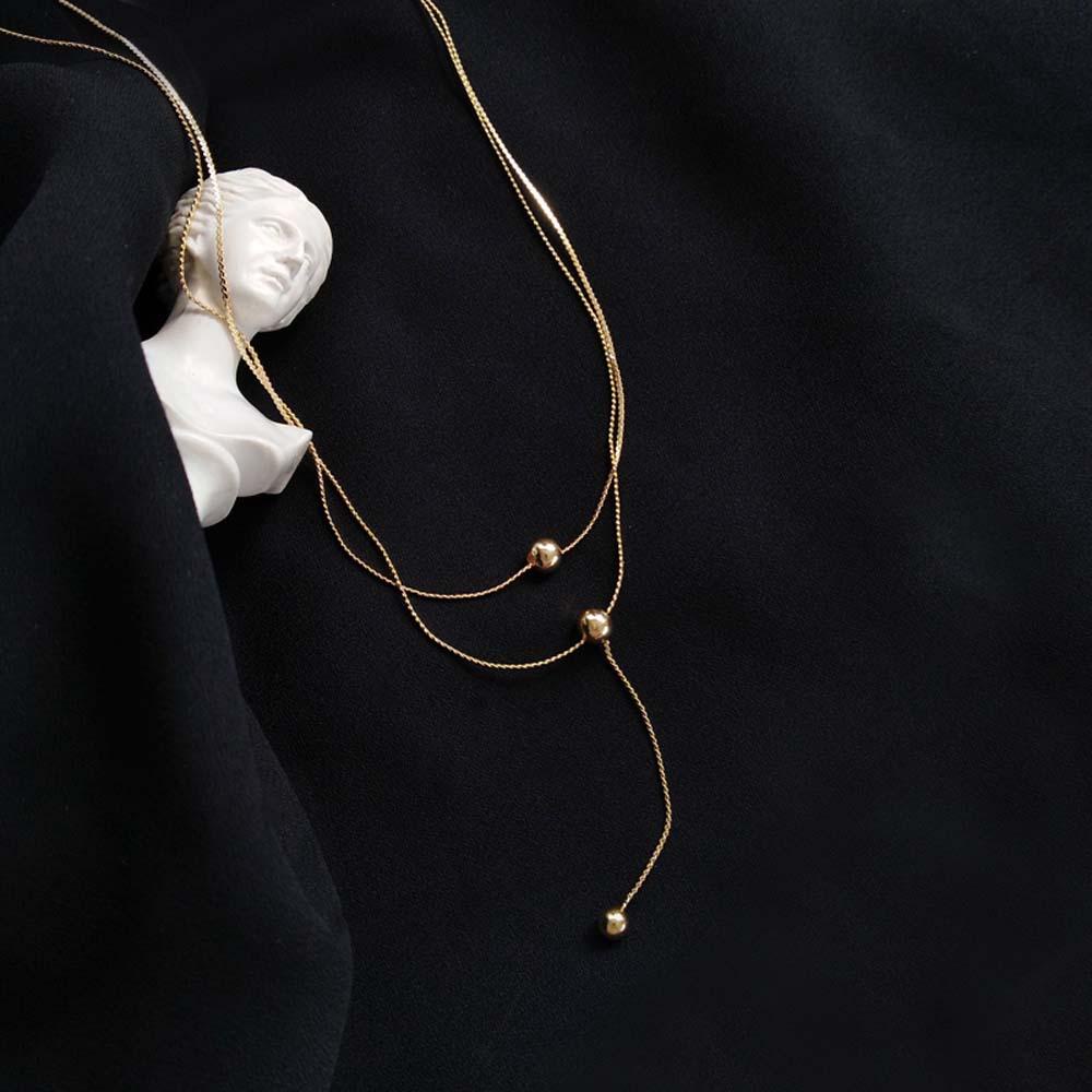 ANEMONE Vòng cổ Hai Lớp Đính Hạt Và Tua Rua Phong Cách Kpop