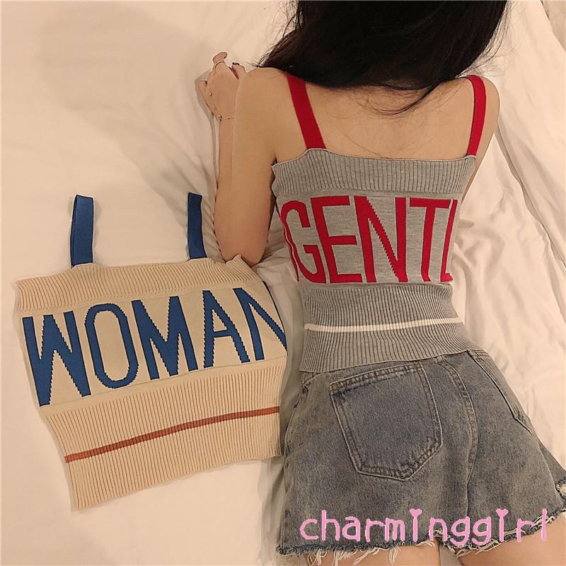 Áo dệt kim không tay in chữ hợp thời trang cho nữ | BigBuy360 - bigbuy360.vn