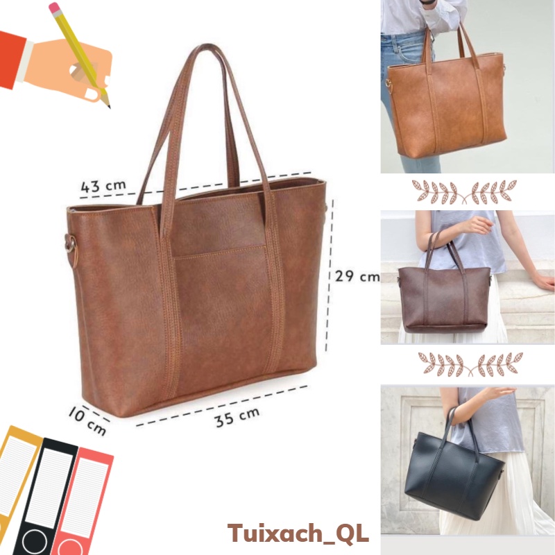 Túi xách công sở nữ đeo vai đeo chéo vừa laptop , vừa A4.Giỏ xách tote đi học, đi làm thương hiệu thời trang [ MS12 ]