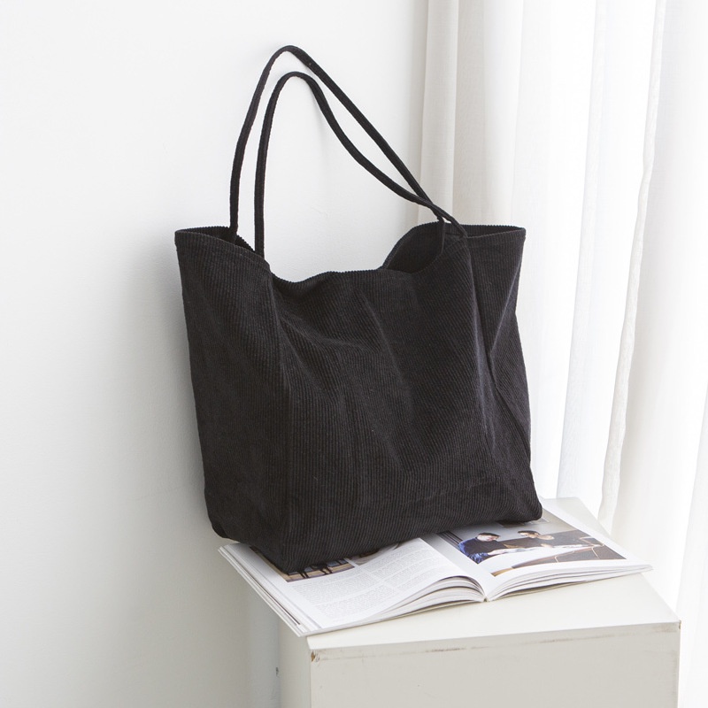 Túi tote nhung tăm dày, phong cách Hàn Quốc, ảnh thật shop chụp