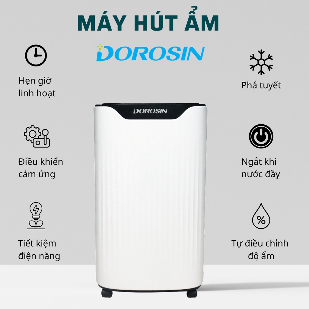 Máy hút ẩm không khí lọc khử khuẩn Dorosin công suất 12 lít/ngày diện tích < 20m2 tiết kiệm điện ER-612 giao hỏa tốc HN