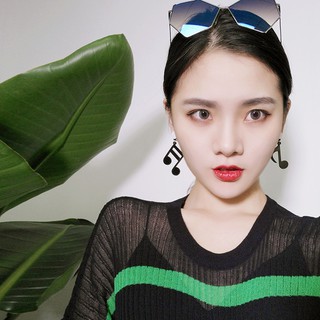 [K59019] Khuyên tai hình nốt nhạc to cá tính đen trắng siêu cute
