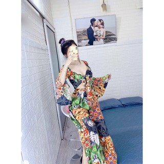 Set Thổ Cẩm Tay Loe Quần Ống Rộng Cao Cấp Hình Thật Sp