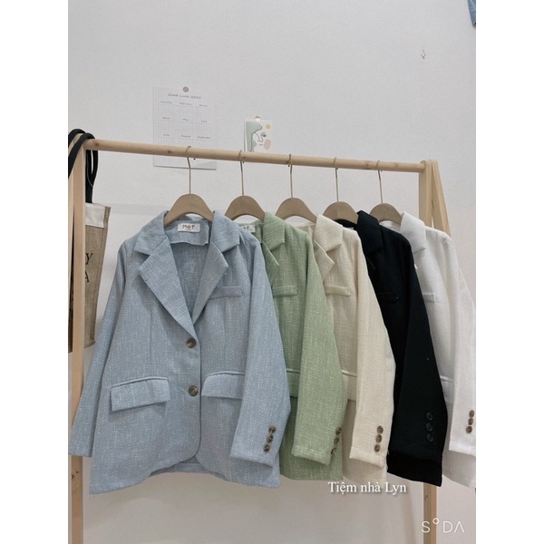 Áo blazer nữ dài tay chất dạ tweed nhiều màu