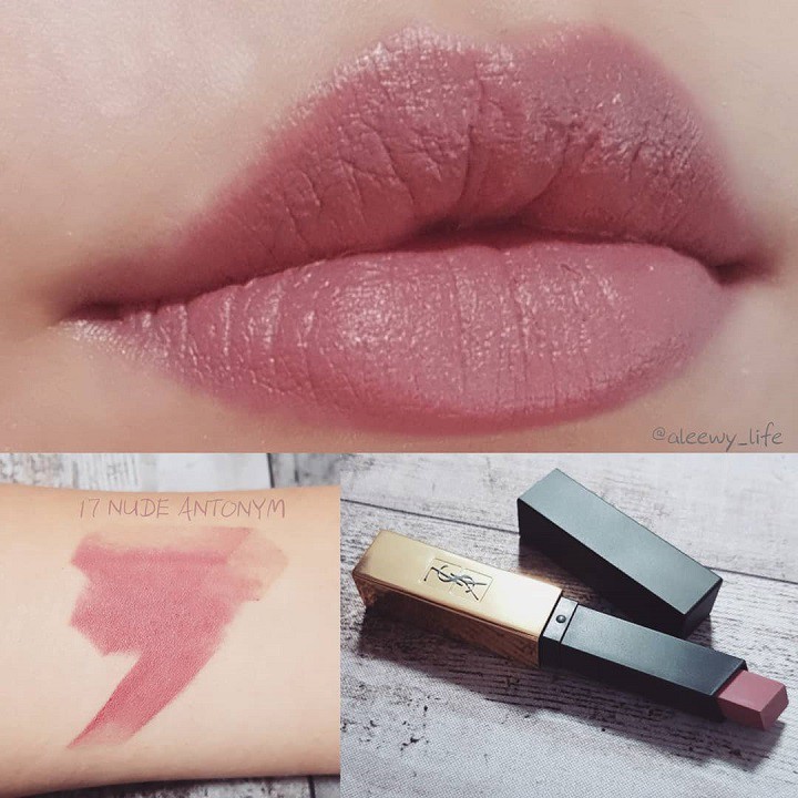 Son YSL Rouge Pur Couture The Slim Matte 17 Nude Antonym màu hồng đất