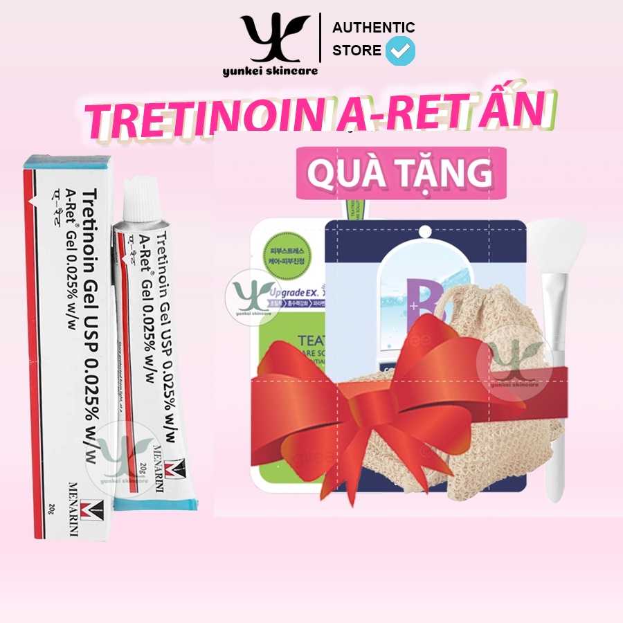 Tretinoin Aret gel 0.1% - 0.05% - 0.025% (20g) giảm mụn, chống lão hóa, tre tretinol Ấn Độ