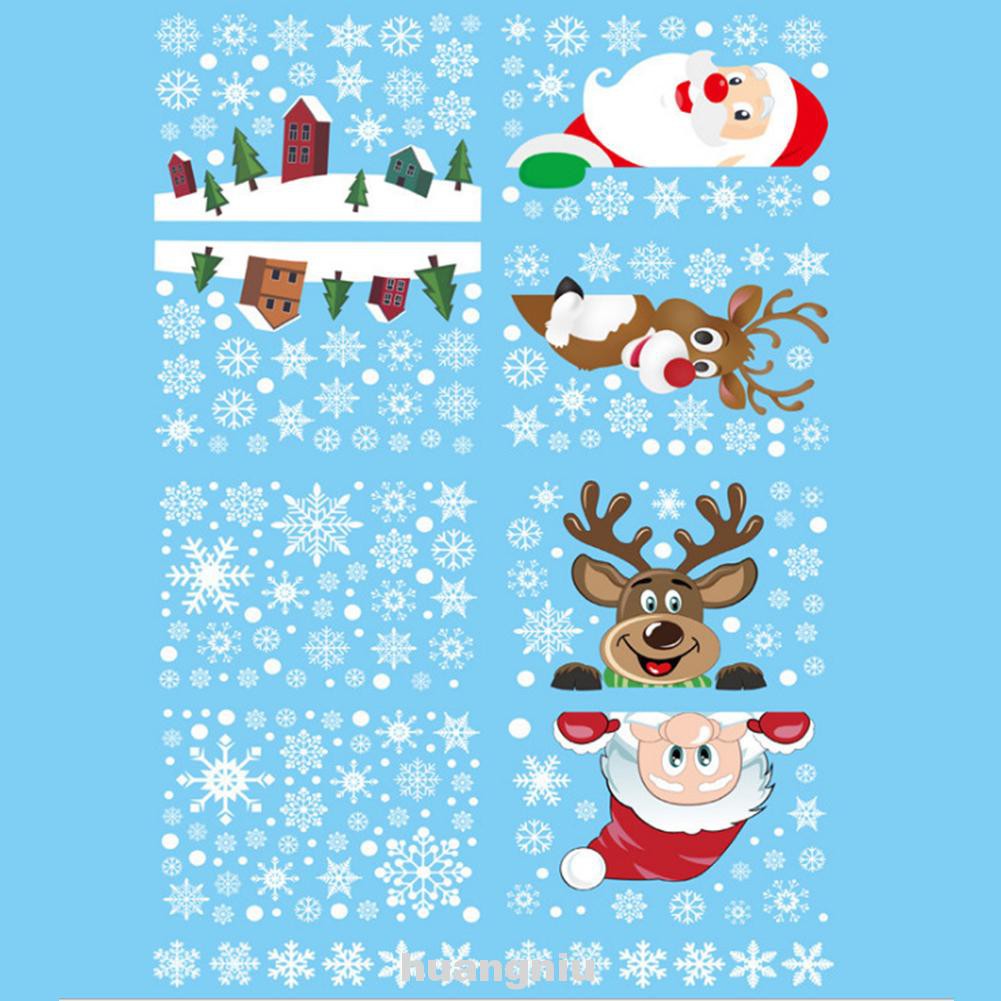 8pcs Fashion Wall Art PVC Party Supplies Kids Room Christmas Decor Santa Claus White Snow Window Sticker
