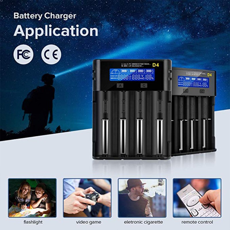 Bộ Sạc Pin Tự Động Zzz 4-bay Có Màn Hình Lcd