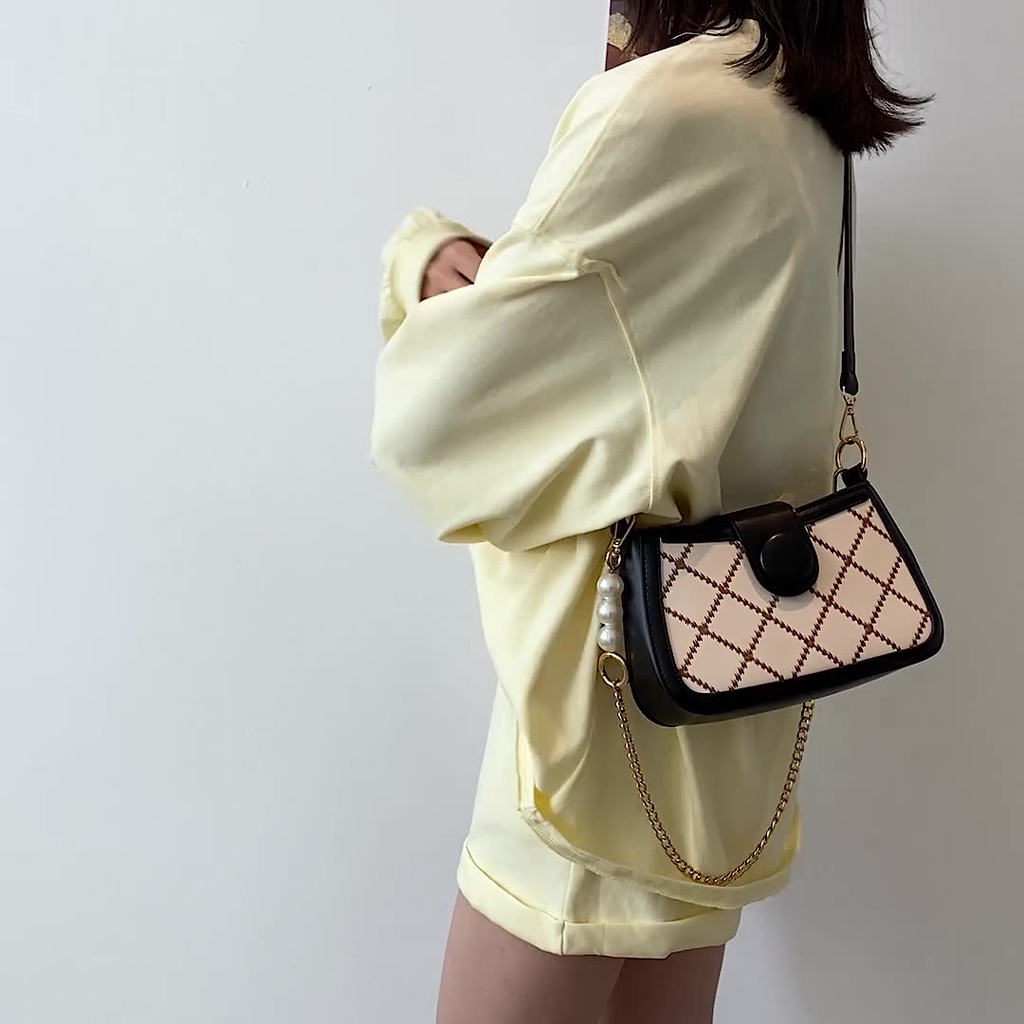 Túi xách đeo chéo nữ đẹp đi chơi 2 dây da thêu trần trám HY257