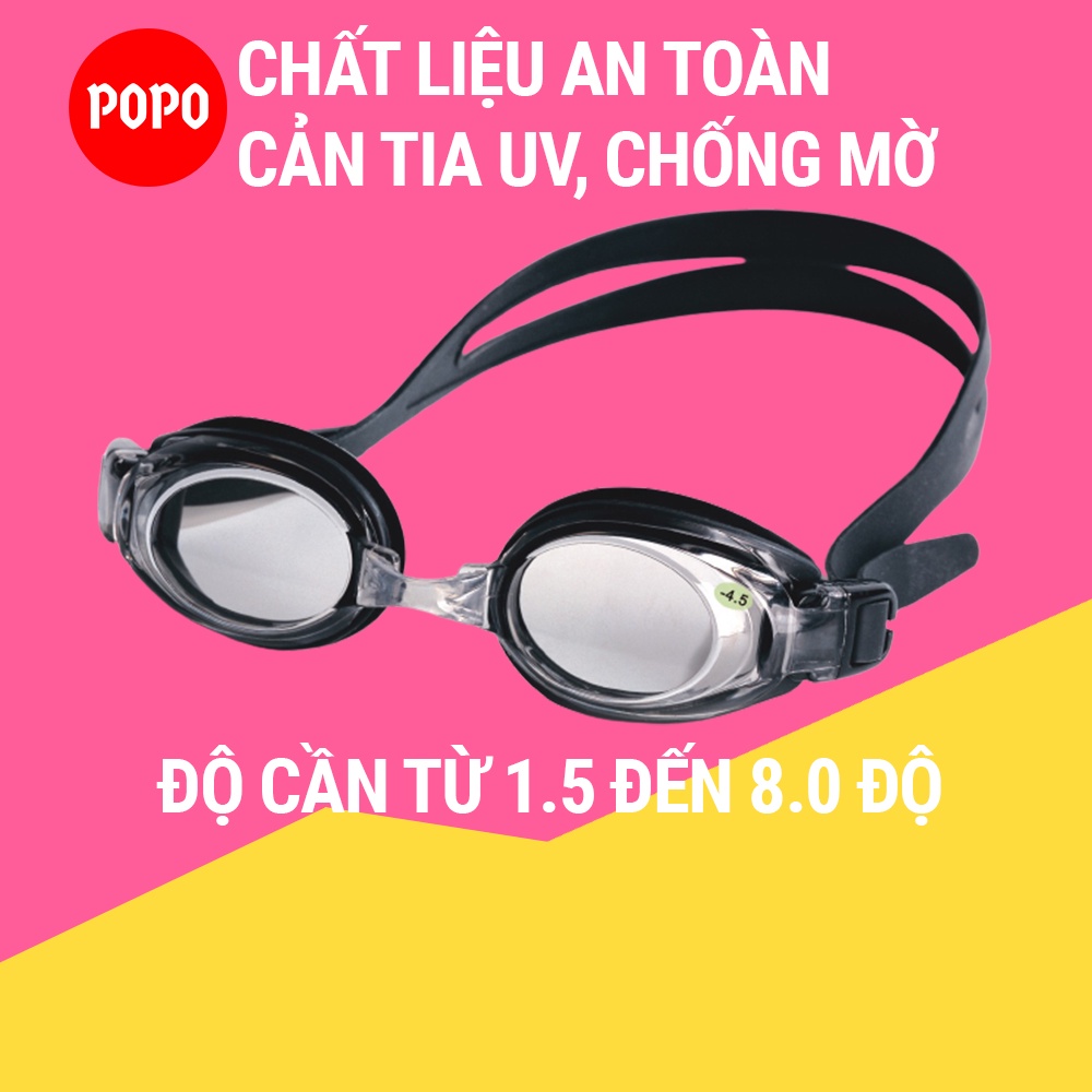 Kính bơi cận thị có độ cho người lớn từ 1.5 đến 8.0 chính hàng POPO mắt trong dùng cho trẻ em, cho bé từ 8 tuổi