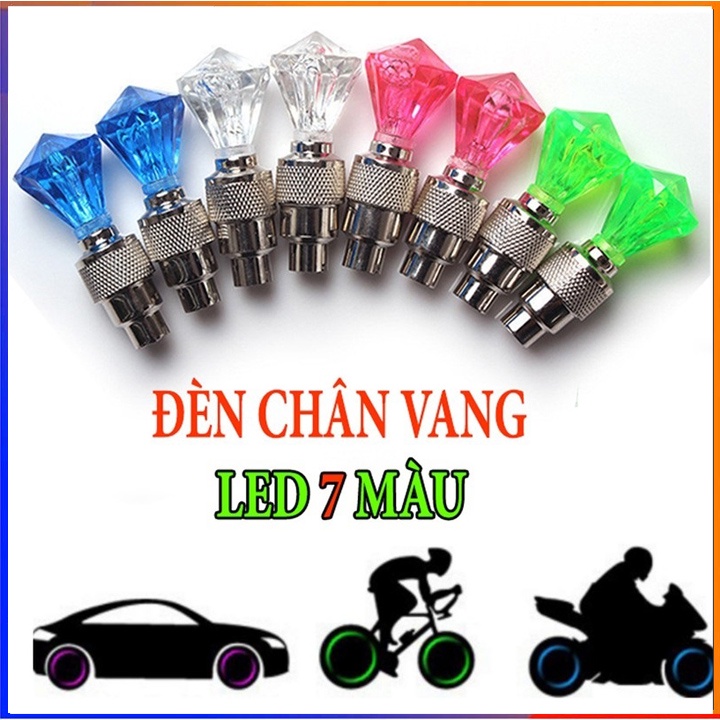 Combo 2 đèn led 7 màu gắn chân van bánh xe ô tô xe máy xe đạp