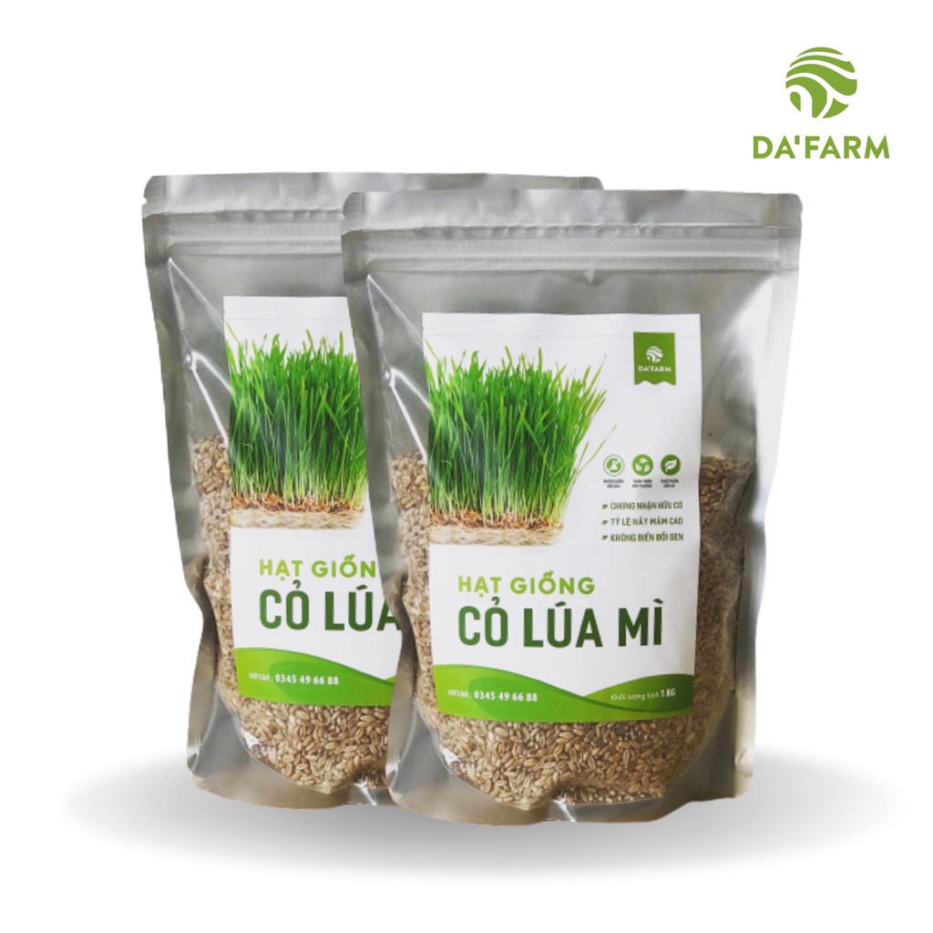 Combo hạt giống cỏ lúa mì hữu cơ Da'farm 2kg
