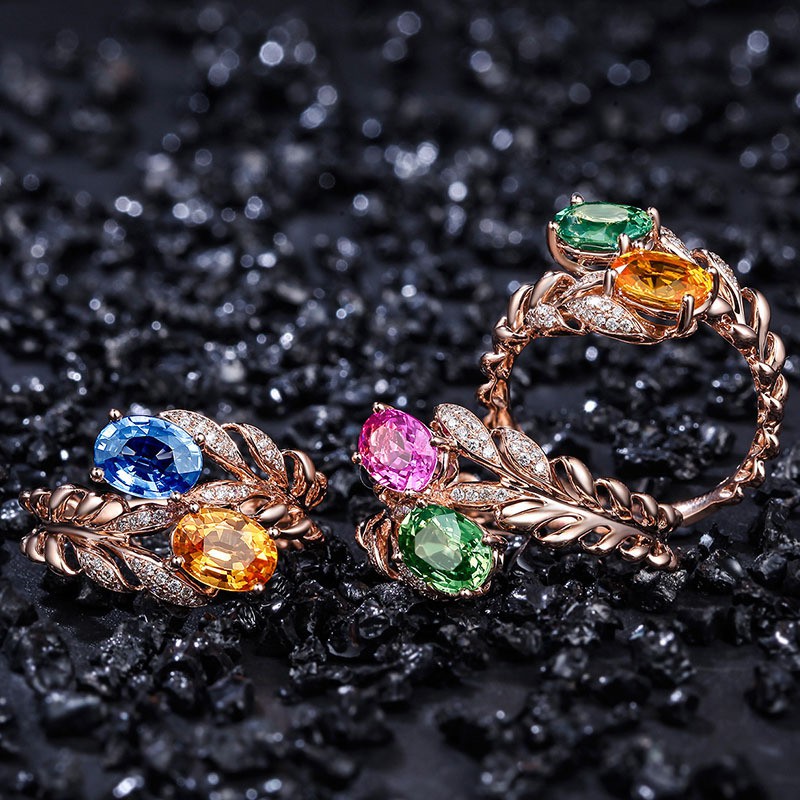 Aifei Jewellery Women Ring Mosaic Diamond 925 Sterling Silver 18K Rose Gold Plating R395