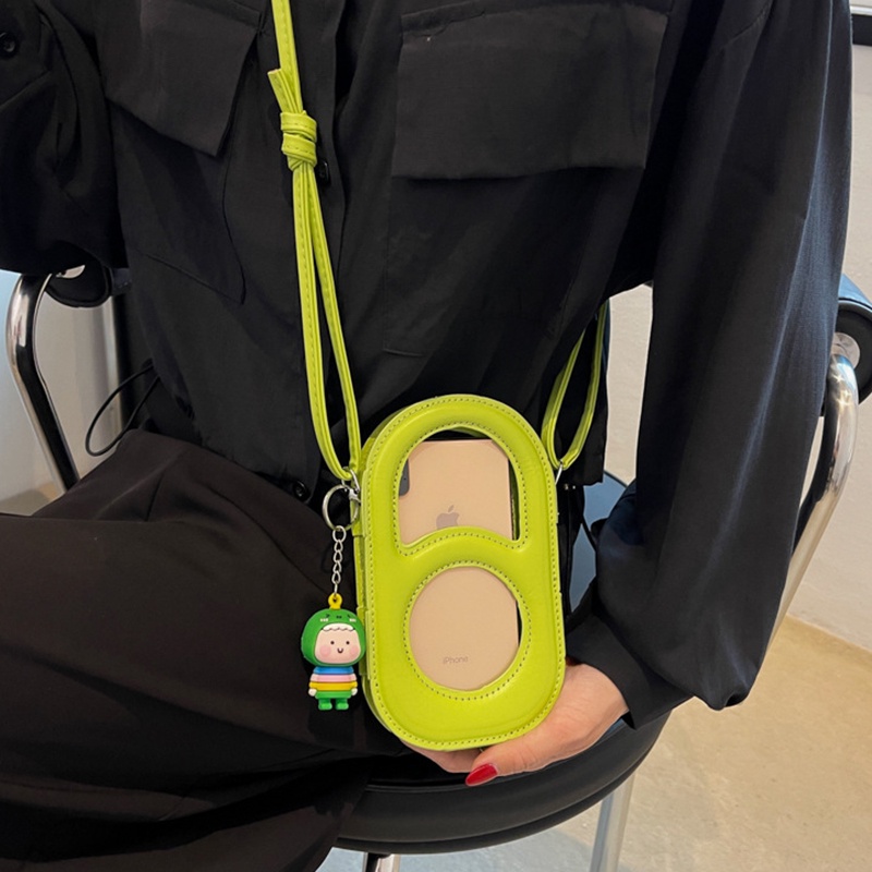 Túi đeo chéo mini IELGY màu trơn có móc khóa dùng đựng điện thoại dành cho nữ