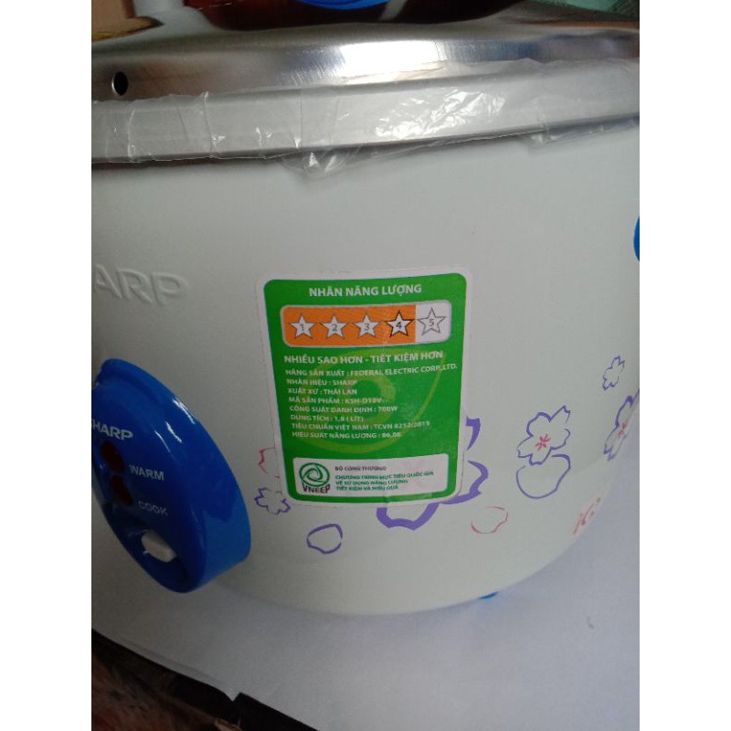 Nồi cơm điện Sharp 1.8 lít KSH-D19V Sản xuất tại Thái Lan siêu tiết kiệm điện | BigBuy360 - bigbuy360.vn