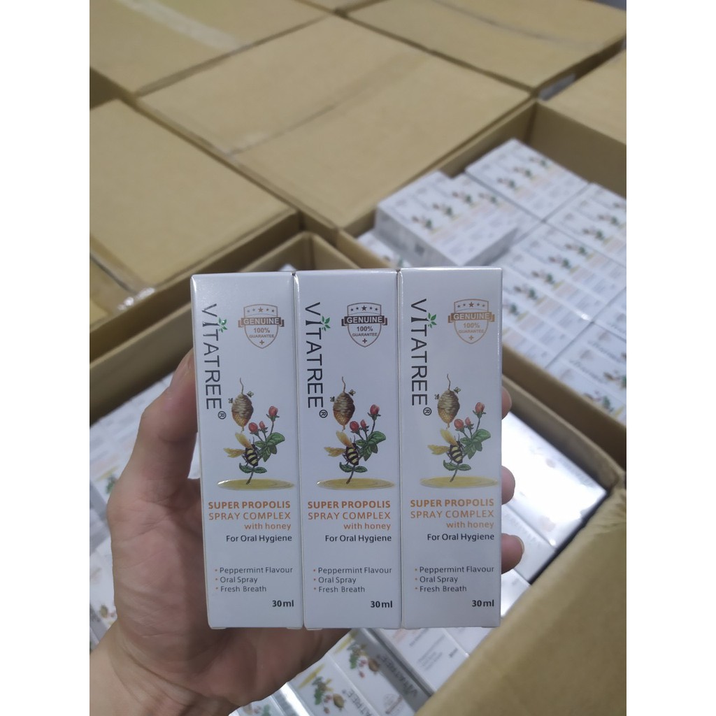 Keo ong xịt họng vitatree super propolis spray complex with Manuka đẩy lùi cơn ho 30ml Healthy care quatangme