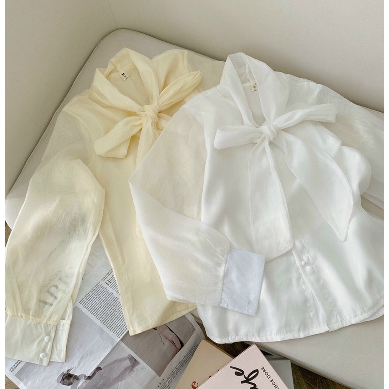 ÁO SƠ MI VOAN NƠ 2 MÀU