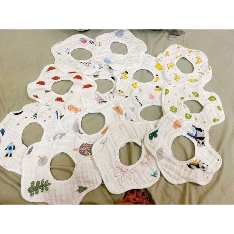 Yếm tròn xoay 6 lớp Organic cotton cho bé