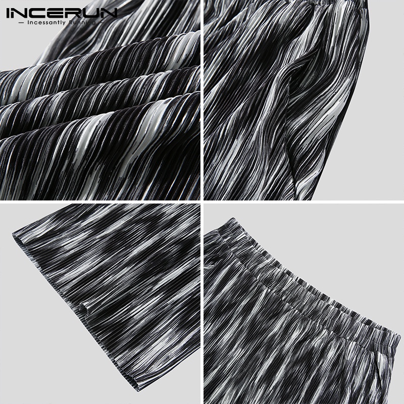 Quần dài INCERUN dáng rộng ống suông lưng thun in họa tiết đơn giản thời trang cho nam