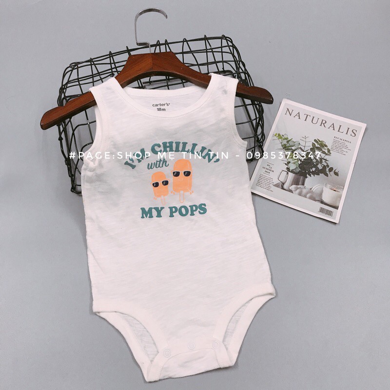 Body ba lỗ cotton xước cho bé (trắng. 3m,6m)