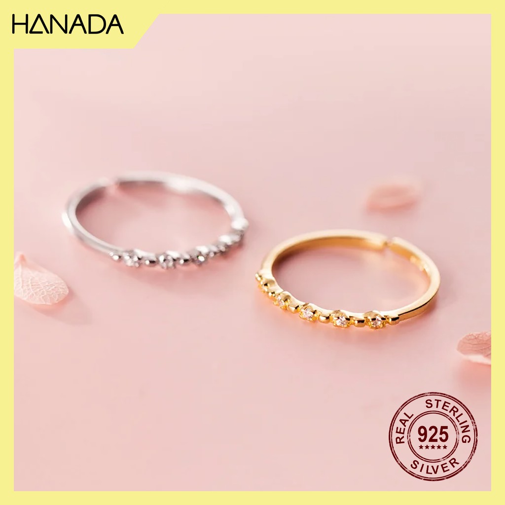 Nhẫn Bạc 925 Hanada N12.R.2.B.160.0571 Nhẫn 5 Đá Nhỏ Xen Kẽ