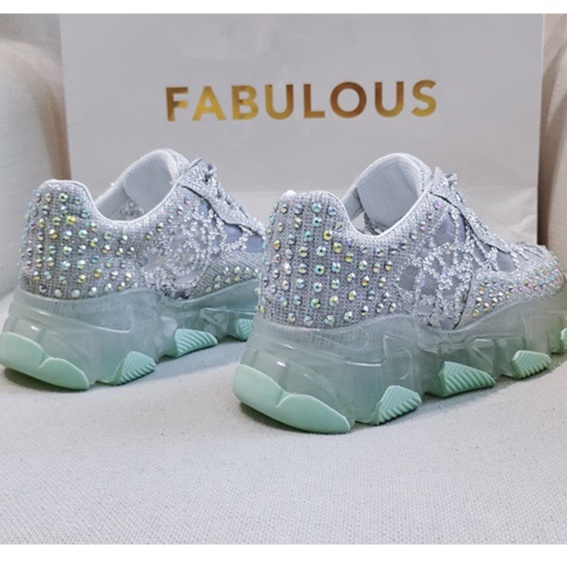 Giầy  SUPER thể thao nữ Ulzzang  phong cách HÀn Quốc  phối lưới hè gắn đá hàng CAO CẤP siêu xịn xò FULL BOX