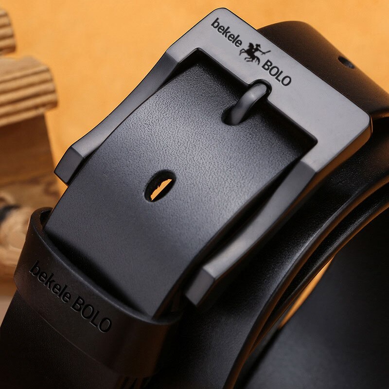 Thắt Lưng Da Thật Khóa Chốt Cài Màu Đen Chất Lượng Cao Phong Cách Doanh Nhân Cho Nam 2021