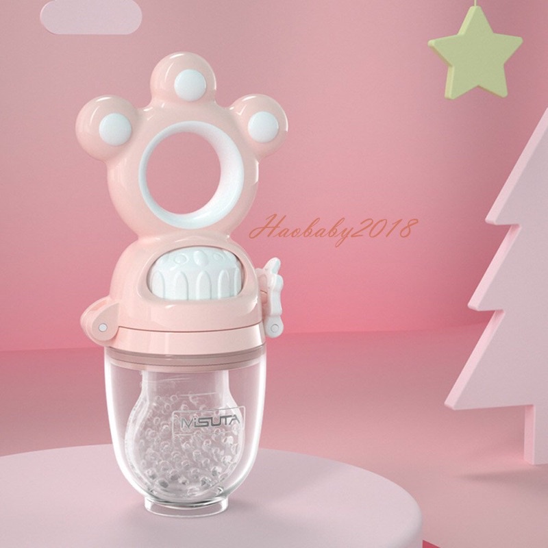 Túi nhai silicon chống hóc Misuta, núm nhai hoa quả cho bé tập ăn dặm BLW - Haobaby2018
