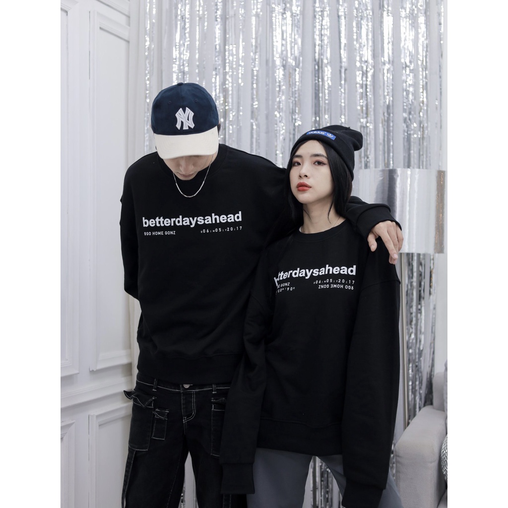 Áo Sweater Hiphop Form Rộng Mùa Đông Sweater Betterdaysahead - Màu Đen/Trắng | BigBuy360 - bigbuy360.vn