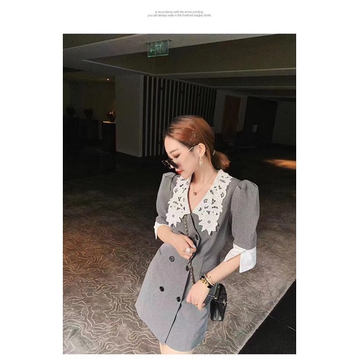 Váy Vest cổ thêu ren