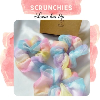 Cột tóc scrunchies hai lớp xinh xắn nhiều màu (Giá hủy diệt)