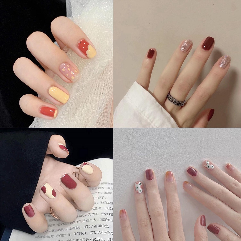 Bộ 24 Móng Tay Giả Đầu Tròn Cho Nữ