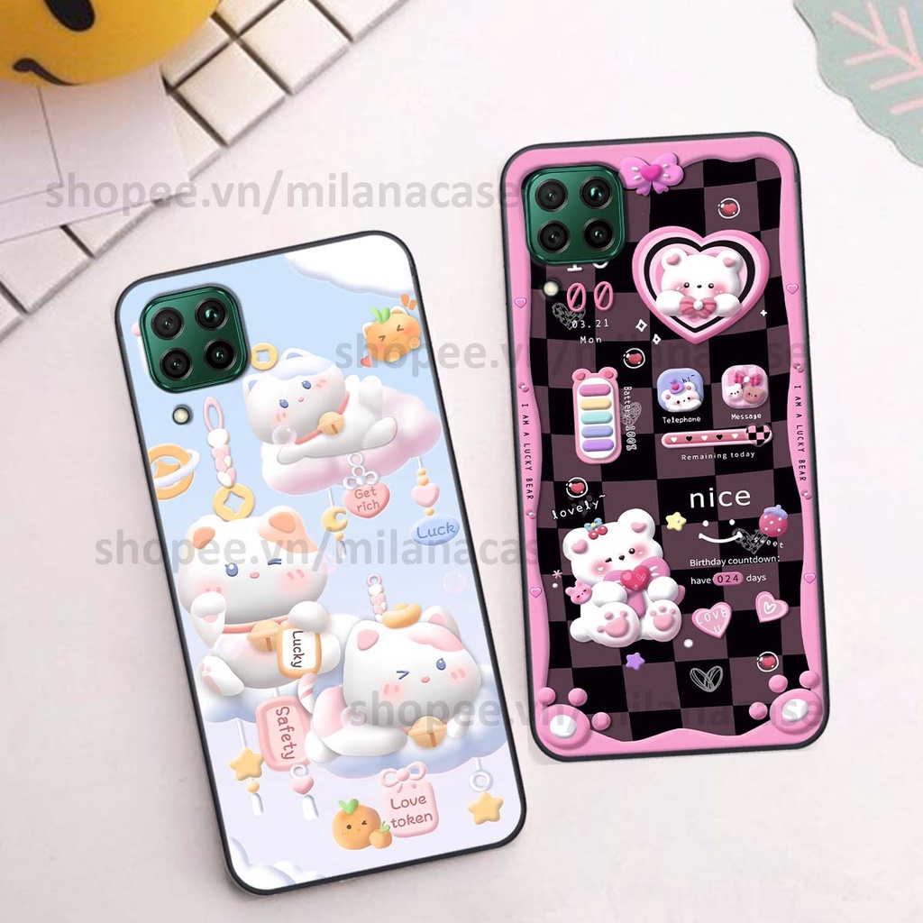 Ốp Huawei Nova 7i hình đồng hồ icon gấu mèo cute cực dễ thương ngộ nghĩnh