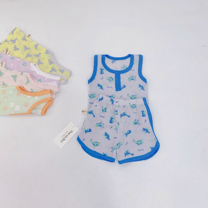 {6-15kg} Bộ ba lỗ cotton tre cho bé chất mỏng mát mùa hè
