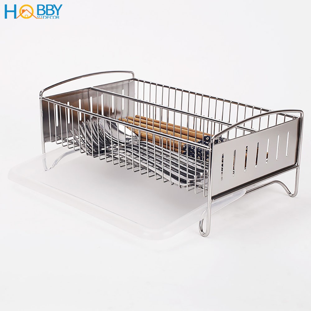 Kệ đựng đũa muỗng 2 ngăn Inox 304 HOBBY Home Decor KM2 kèm khay hứng nước nhỏ gọn - để lên góc bếp