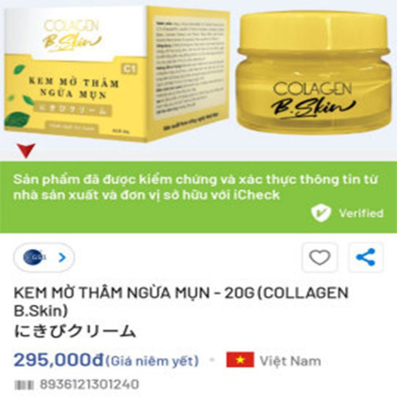 Combo 2 Kem Mờ Thâm Ngừa Mụn Collagen B Skin Công nghệ Nhật Bản, Chiết xuất Trà xanh