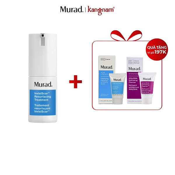 Kem ngừa sẹo rỗ và thâm mụn Murad Invisiscar Resurfacing Treatment 15ml tặng 2 Sữa rửa mặt Minisize