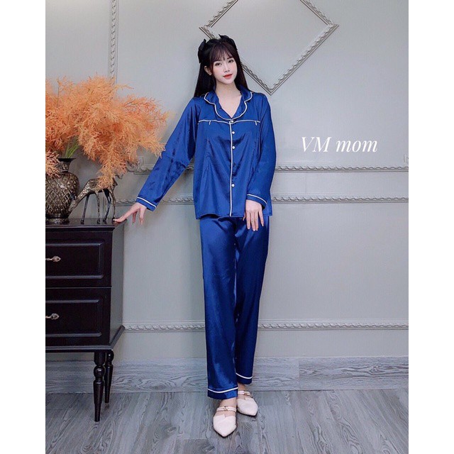 Bộ bầu bộ pijama bầu và sau sinh 2 in1 chất lụa thái cao cấp☘️quần có chun chỉnh☘️cam kết ko nhăn☘️Freesize 43~68k